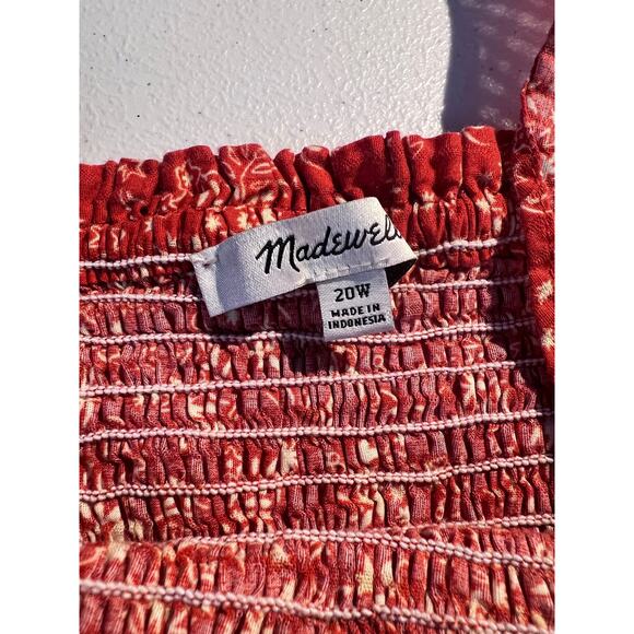 Madewell Top Lucie Smocked Ruffle Red Piazza Ditsy Floral Cottagecore Summer Y2K - Picture 3 of 4